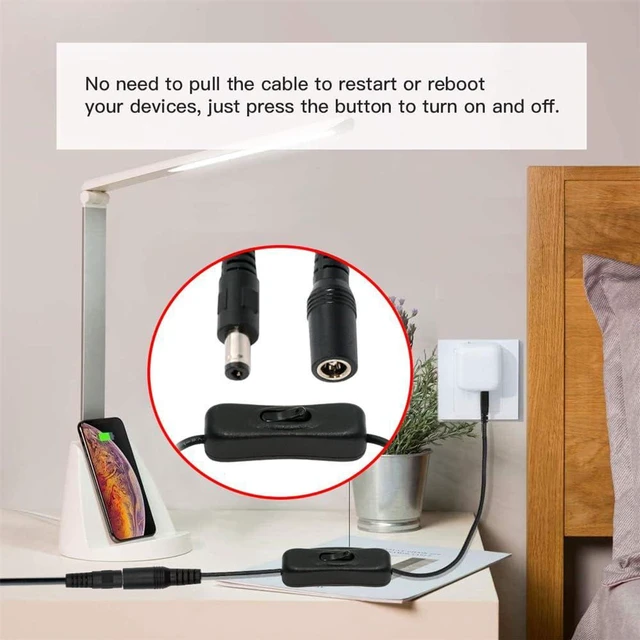 Alt view image 2 of 7 - AJMRTC DC Power Extension Cable with On Off Switch Button, 5.5x2.1mm DC Male to Female Barrel Cord, DC Switch Control Cable for 5V Desk Lamp, Cooling Fan, Security Camera and Low Voltage DC Equipment
