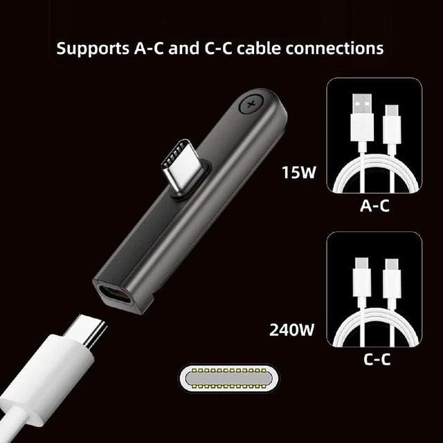 Alt view image 2 of 7 - AJMRTC USB-C Male to Female Foldable Fast Charging Adapter, 240W PD Charger with Built-in Single Phone Holder Stand, Durable USB-C Extender Bracket for Smartphone Charging