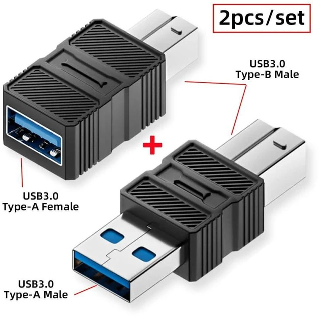 Alt view image 2 of 6 - AJMRTC 2 Pack USB3.0 A Male & Female to USB 3.0 B Male Adapter, 5Gbps High Speed Data Transfer Converter Cord for External Hard Disk, SSD, Scanner, Digital Camera & USB Peripherals