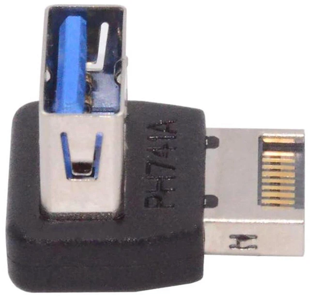 Main image of AJMRTC 90 Degree Up Angled USB 3.1 Type-E Front Panel Header Male to USB3.0 Type-A Female Adapter, Motherboard Internal Type-E to USB-A Data Converter for PC Chassis
