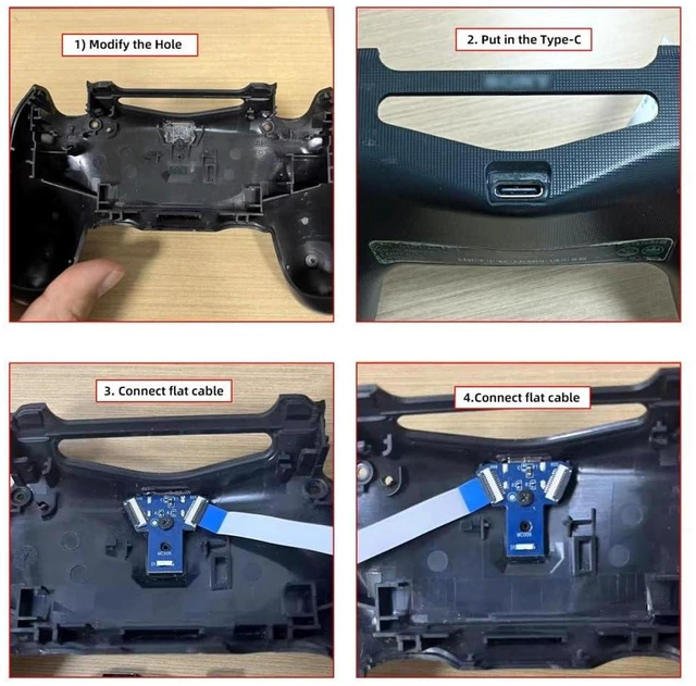 Alt view image 5 of 7 - AJMRTC DIY Solder Type-C Female Socket Module, Replacement for Micro-USB 5Pin Port, Repair Connector Board for JDS-040 JDS-050 JDS-055 Game Controller Charging Port Repair