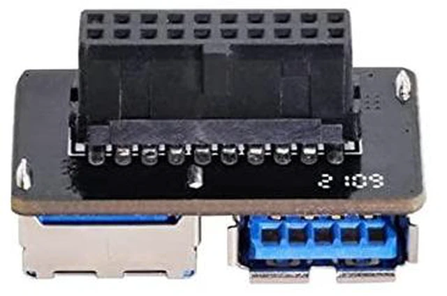 Alt view image 5 of 6 - AJMRTC Dual USB 3.0 Type A Female to Motherboard 19/20 Pin Box Header Slot Adapter, Flat PCBA Board, 5Gbps SuperSpeed Internal Front Panel USB Converter for Desktop PC Motherboard Expansion