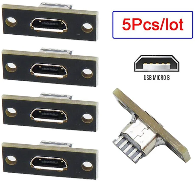 Alt view image 4 of 7 - AJMRTC 5pcs/Set USB 2.0 Micro USB 5Pin Type-B Female Socket Connector, Panel Mount Micro-B Port with PC Board, DIY OEM Solderable Micro USB Female Jack for Electronics Repair, Circuit Board Project
