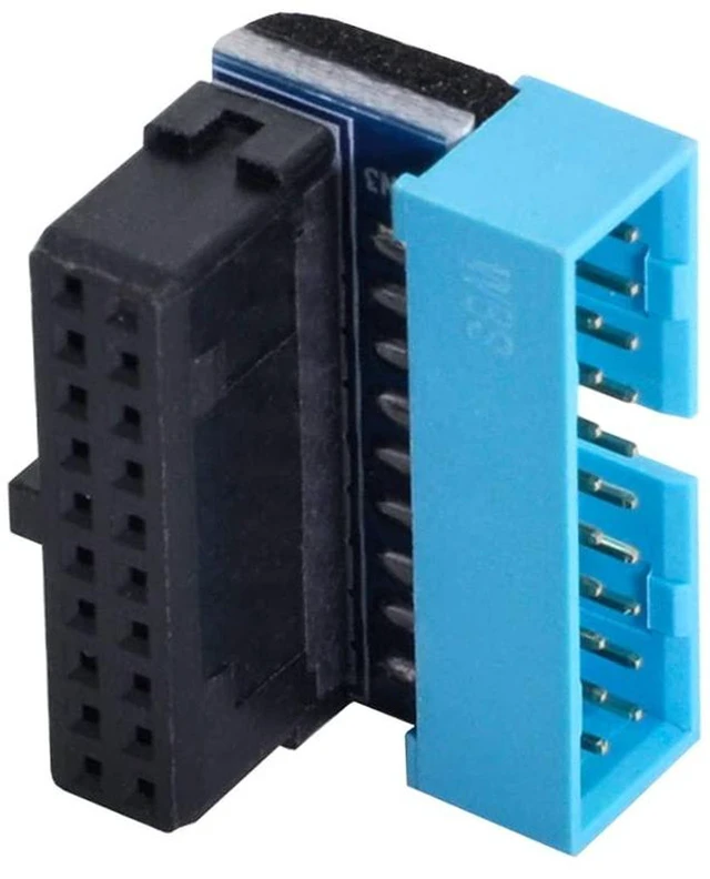 Alt view image 4 of 7 - AJMRTC USB 3.0 20Pin Male to Female Up Angled 90 Degree Motherboard Header Extension Adapter, L-Shaped Internal 19/20Pin Box Header Extender, Upward Angled Connector for Desktop PC Mainboard Internal