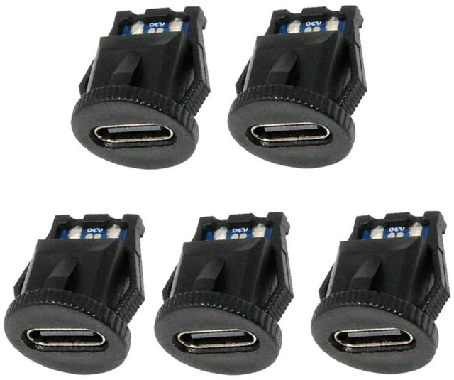 Main image of AJMRTC 5pcs/Set Type C Female Socket Connector, 6Pin PCBA Pinout Round Latch Mount USB-C Jack, IP67 Waterproof, DC 5V/20V PD Power Input, Solderable DIY OEM Connector for Electronic Enclosure, Chargin