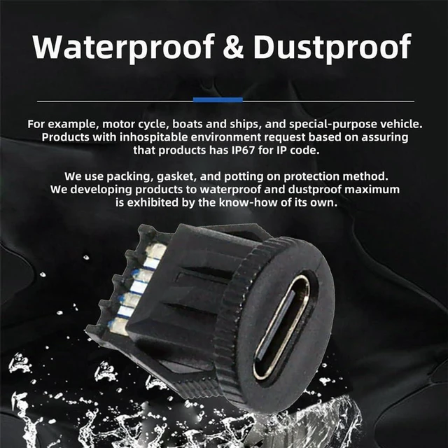Alt view image 6 of 6 - AJMRTC 5pcs/Set Type C Female Socket Connector, 6Pin PCBA Pinout Round Latch Mount USB-C Jack, IP67 Waterproof, DC 5V/20V PD Power Input, Solderable DIY OEM Connector for Electronic Enclosure, Chargin
