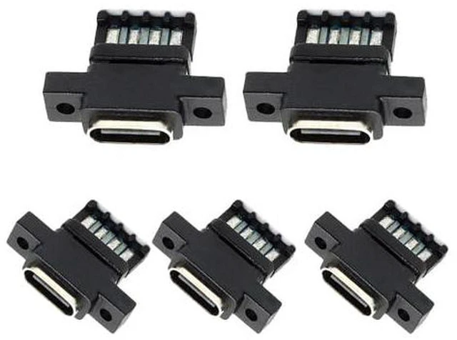Main image of AJMRTC 5pcs/Set DIY OEM Type C Female Socket Connector, 6Pin PCBA Pinout Vertical Screw Mount USB-C Jack, DC 5V/20V PD Power Input, Solderable Receptacle for Electronic Enclosure, Charging Port Repair