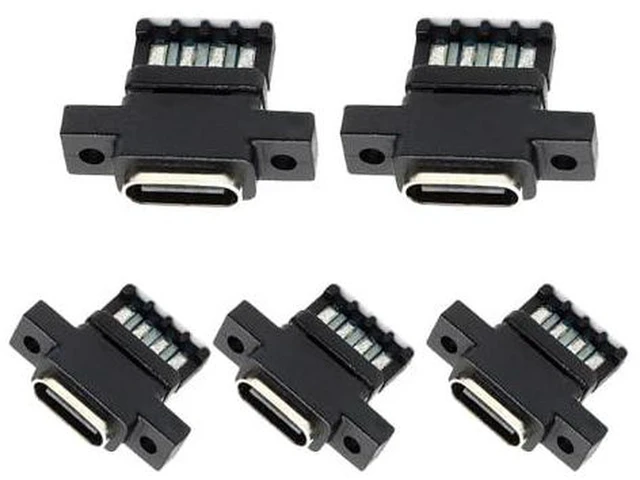 Alt view image 2 of 2 - AJMRTC 5pcs/Set DIY OEM Type C Female Socket Connector, 6Pin PCBA Pinout Vertical Screw Mount USB-C Jack, DC 5V/20V PD Power Input, Solderable Receptacle for Electronic Enclosure, Charging Port Repair