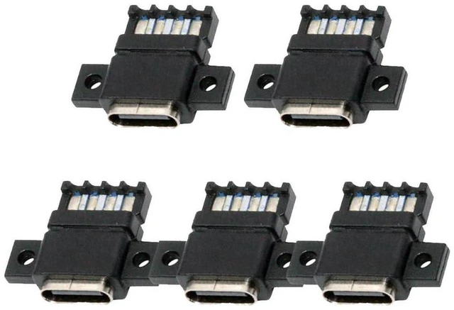 Main image of AJMRTC 5pcs/Set DIY OEM Type C Female Socket Connector, 6Pin PCBA Pinout Flat Screw Mount USB-C Jack, DC 5V/20V PD Power Input, Solderable Receptacle for Electronic Enclosure, Charging Port Repair