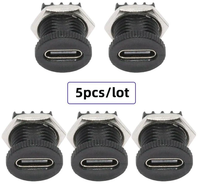 Alt view image 2 of 7 - AJMRTC 5pcs/Set DIY OEM Type C Female Socket Connector, 6Pin PCBA Pinout Screw Nut Mount USB-C Jack, DC 5V/20V PD Power Input, Solderable Receptacle for Electronic Enclosure, Charging Port Repair
