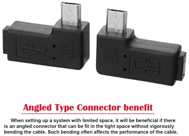 Alt view image 3 of 7 - AJMRTC 2pcs 9mm Long 90 Degree Left & Right Angled Micro USB 2.0 5Pin Male to Female Extension Adapter, L-Shaped Micro-B Extender Connector, Low Profile Angled Port Extension for Android Devices