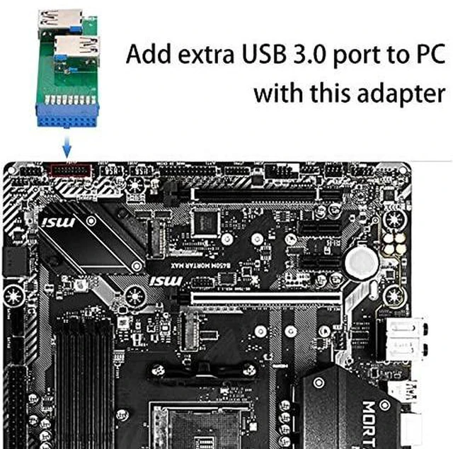 Alt view image 3 of 6 - AJMRTC Dual Side USB 3.0 Type A Female to Motherboard 19/20 Pin Box Header Slot Adapter, PCBA Board with LED Indicator, 5Gbps SuperSpeed Internal Front Panel USB Converter for Desktop PC Mainboard