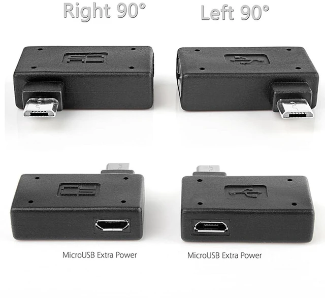 Alt view image 7 of 7 - AJMRTC 2pcs 90 Degree Left & Right Angled Micro USB 2.0 OTG Host Adapter with USB Power, L-Shaped Micro-B OTG Connector, Power Supply Supported, OTG Converter for Android Cell Phones, Tablets, Flash