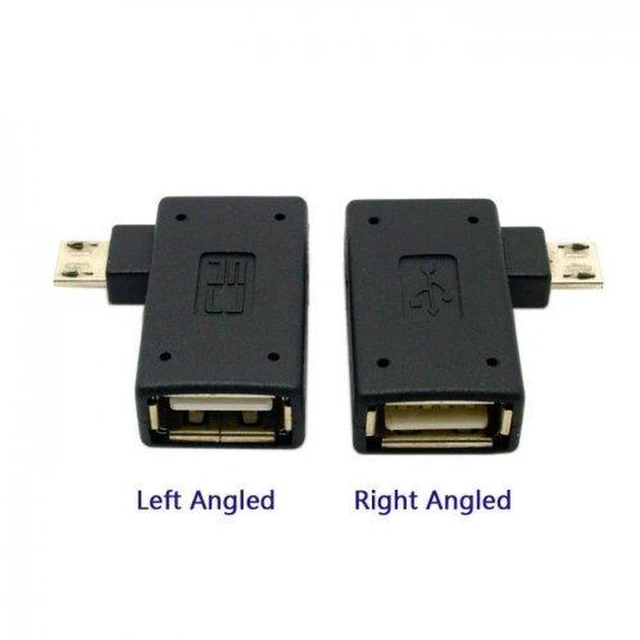 Alt view image 4 of 7 - AJMRTC 2pcs 90 Degree Left & Right Angled Micro USB 2.0 OTG Host Adapter with USB Power, L-Shaped Micro-B OTG Connector, Power Supply Supported, OTG Converter for Android Cell Phones, Tablets, Flash