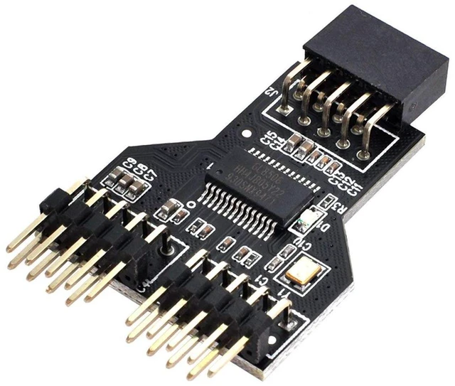 Alt view image 3 of 6 - AJMRTC Motherboard 9Pin USB 2.0 Header 1 to 2 Female HUB Connector Adapter, Internal USB Port Multiplier Splitter, 1-to-2 Port Extension Converter for Desktop PC Mainboard USB2.0 Front Panel Internal