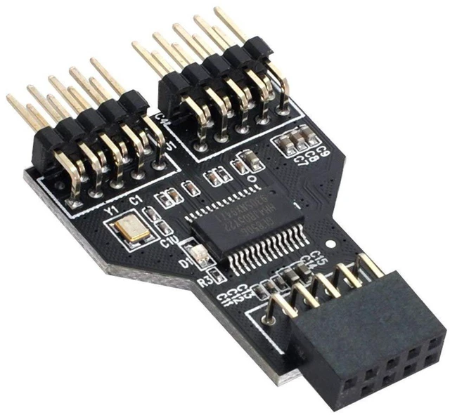 Alt view image 5 of 6 - AJMRTC Motherboard 9Pin USB 2.0 Header 1 to 2 Female HUB Connector Adapter, Internal USB Port Multiplier Splitter, 1-to-2 Port Extension Converter for Desktop PC Mainboard USB2.0 Front Panel Internal