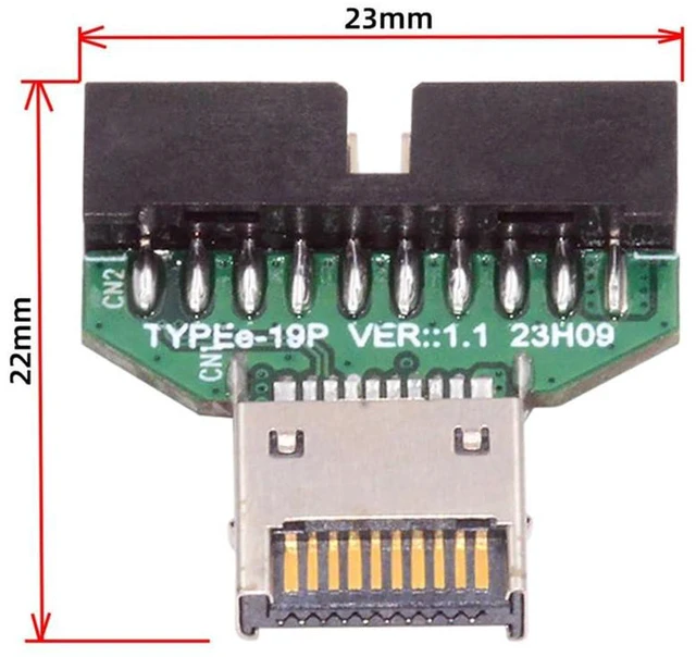 Alt view image 7 of 7 - AJMRTC Type-E IDC Socket USB 3.1 Front Panel Header to USB 3.0 20Pin Header Extension Adapter, Internal Motherboard Connector Converter for Desktop PC Chassis Front USB Port Expansion