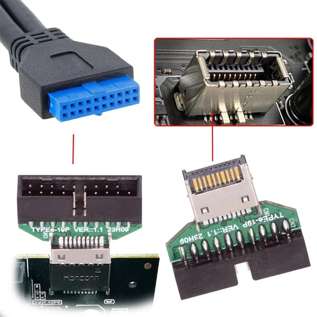 Alt view image 6 of 7 - AJMRTC Type-E IDC Socket USB 3.1 Front Panel Header to USB 3.0 20Pin Header Extension Adapter, Internal Motherboard Connector Converter for Desktop PC Chassis Front USB Port Expansion