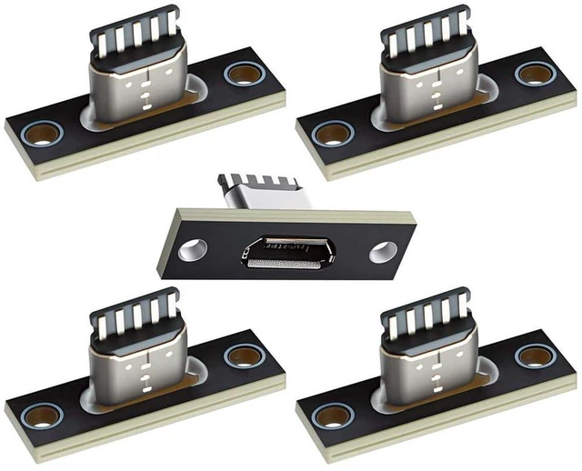 Main image of AJMRTC 5pcs/Set DIY OEM Micro-USB 5Pin Female Type-B Socket Connector, Panel Mount Micro USB 2.0 Jack with PC Board, 5 Pin Solder Type Connector for Electronic Project DIY Soldering Repair