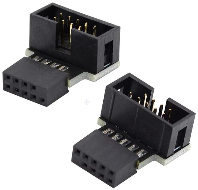 Main image of AJMRTC 1set USB 2.0 10Pin 9Pin Header Extension Adapter, 90 Degree Angled Down & Up Male to Female Internal Motherboard Connector for Desktop PC Chassis Internal Wiring and Space Saving
