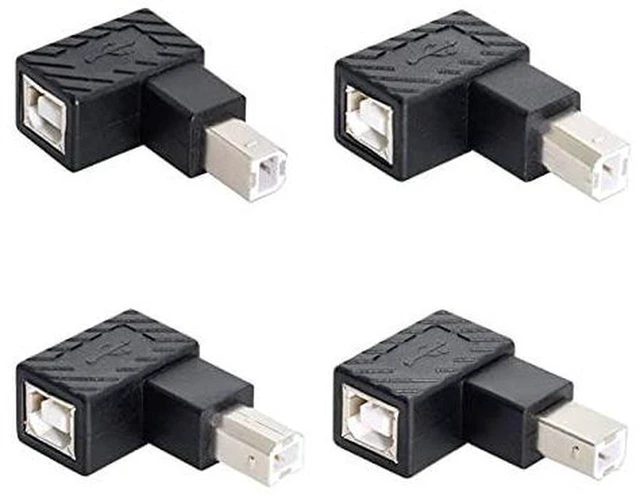 Main image of AJMRTC 4Pcs USB 2.0 B Type Male to Female Extension Adapter, 90 Degree Horizontal & Vertical Angled USB-B Connector, Right Angle Converter for Printer, Scanner, Hard Disk and Industrial Device USB