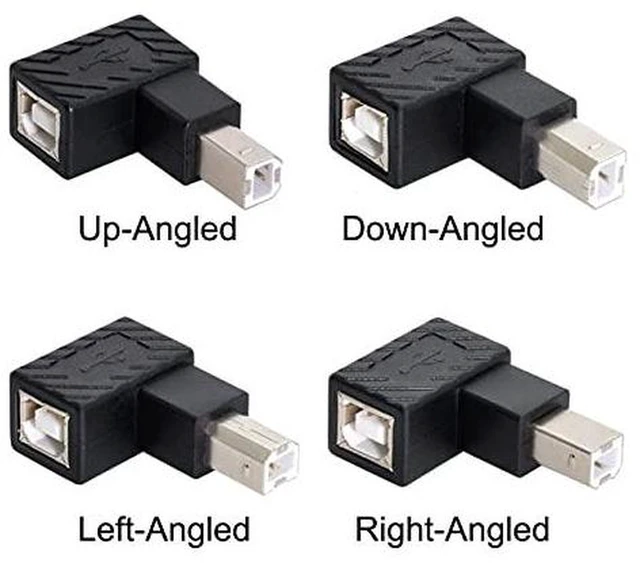Alt view image 5 of 7 - AJMRTC 4Pcs USB 2.0 B Type Male to Female Extension Adapter, 90 Degree Horizontal & Vertical Angled USB-B Connector, Right Angle Converter for Printer, Scanner, Hard Disk and Industrial Device USB