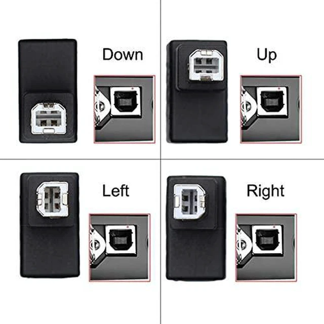 Alt view image 4 of 7 - AJMRTC 4Pcs USB 2.0 B Type Male to Female Extension Adapter, 90 Degree Horizontal & Vertical Angled USB-B Connector, Right Angle Converter for Printer, Scanner, Hard Disk and Industrial Device USB