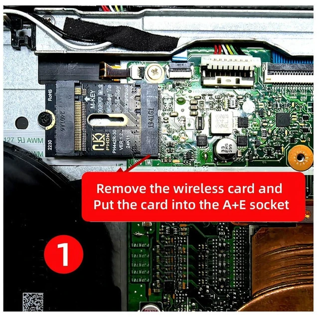 Alt view image 6 of 7 - AJMRTC NGFF M.2 Key A+E to PCI-E 4.0 NVMe M-Key Adapter with Mounting Bracket, M.2 A+E Slot to M-Key NVMe SSD Converter for Laptop Motherboard, Supports 2230 2280 Size NVMe Solid State Drives
