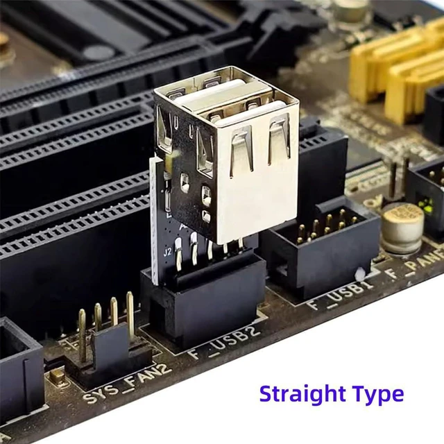 Alt view image 2 of 7 - AJMRTC 3pcs/Set Motherboard 9Pin/10Pin Front Panel Header Female to Dual USB 2.0 Female Adapter, Vertical Angled 90 Degree Internal USB Port Splitter for Desktop PC Chassis USB Expansion and Cable