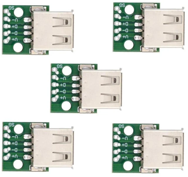 Main image of AJMRTC 5pcs/Set DIY OEM USB2.0 Type-A Female Receptacle Socket Connector, Flange PCB Mount Solder Type USB A Jack Assembly, 480Mbps USB Female Port for Electronic PCB Soldering Projects, Custom Device