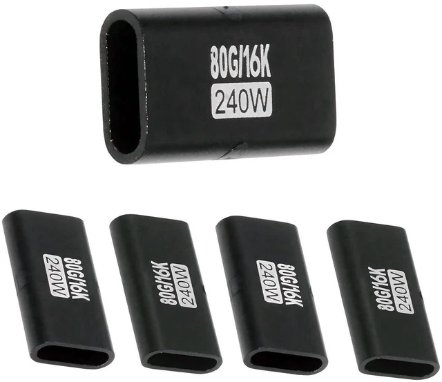 Main image of AJMRTC 5pcs/lot USB5.0 80Gbps Female to Female Extension Coupler Adapter, 240W PD Fast Charging, 16K 8K 5K Video Output, Backward Compatible with USB4.0 Thunderbolt3/4/5 for Laptop, Docking Station