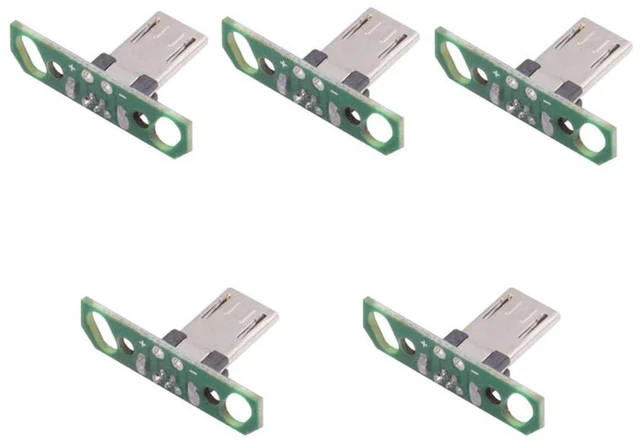 Main image of AJMRTC 5Pcs Micro USB 2.0 Male Plug 13mm Long Connector, Solder Type PCB Mount Assembly, DIY OEM Micro USB Male Jack for Circuit Board Soldering, Electronic Project & Port Replacement