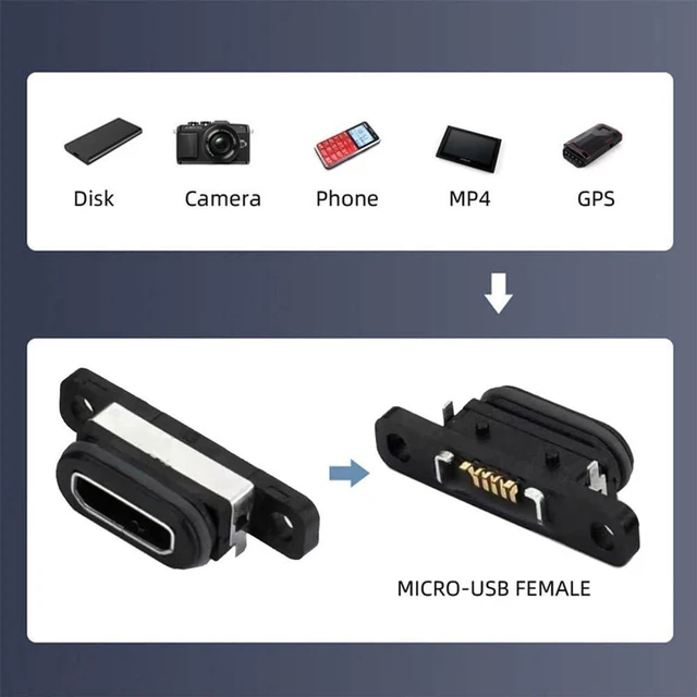 Alt view image 4 of 7 - AJMRTC 5Pcs USB 2.0 Micro-B Female Receptacle Socket, Waterproof SMT Mount Connector 480Mbps, DIY OEM Micro USB Jack, Surface Mount Micro-B Port for Circuit Board Assembly & Electronic Project Repair