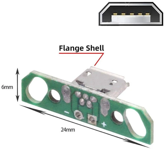 Alt view image 4 of 6 - AJMRTC 5Pcs Micro USB 2.0 Female Receptacle Socket, Flanged Solder Type PCB Mount Connector, DIY OEM Micro-B Jack with Flange for Circuit Board Soldering, Electronic Assembly & Port Replacement Repair