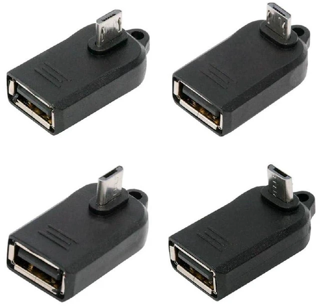 Main image of AJMRTC 4Pcs 90 Degree Right Angle Mini USB Male to USB 2.0 Female OTG Adapter, On-The-Go USB to Mini USB OTG Connector for Digital Camera, Keyboard, Mouse, Game Controller, Flash Drive & USB Splitter
