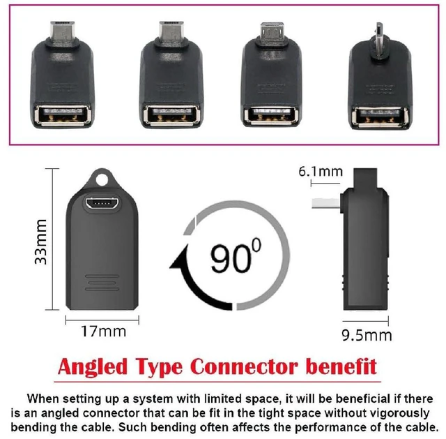 Alt view image 2 of 7 - AJMRTC 4Pcs 90 Degree Right Angle Mini USB Male to USB 2.0 Female OTG Adapter, On-The-Go USB to Mini USB OTG Connector for Digital Camera, Keyboard, Mouse, Game Controller, Flash Drive & USB Splitter