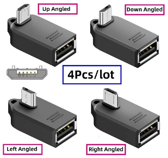 Alt view image 6 of 7 - AJMRTC 4Pcs 90 Degree Right Angle Mini USB Male to USB 2.0 Female OTG Adapter, On-The-Go USB to Mini USB OTG Connector for Digital Camera, Keyboard, Mouse, Game Controller, Flash Drive & USB Splitter