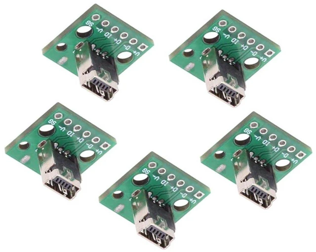 Main image of AJMRTC 5Pcs USB 2.0 Mini-B Female Receptacle Socket, Vertical Solder Type PCB Mount Connector 480Mbps, DIY OEM Mini USB Jack for Circuit Board Soldering, Electronic Project Assembly & Charging Port