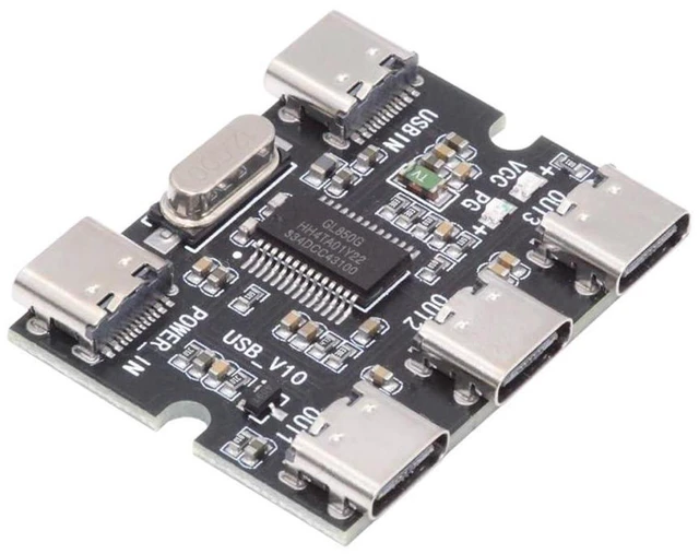 Main image of AJMRTC USB-C 2.0 1-to-3 Port HUB PCBA Board, USB-C Input to 3 USB 2.0 Ports, Powered Hub Circuit Board Without Housing, DIY USB Splitter Module for Keyboard, Mouse, Scanner, Embedded Electronic Projec