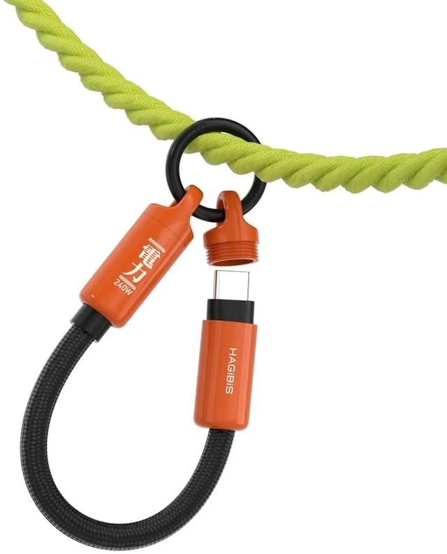 Main image of AJMRTC USB C to C Keychain Cable, 0.5FT Short 240W PD Fast Charging Cord, 480Mbps Data Transfer Portable Lanyard Type-C Cable for iPhone 17 16 15 Pro Max, iPad Pro, Samsung, Android (Orange)