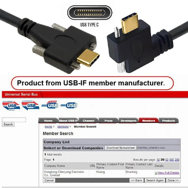 Alt view image 4 of 7 - AJMRTC 1M USB3.1 Type-C Male to Male Cable, 10Gbps, Single Horizontal Left-Right Angled Thumbscrew to Dual Locking Screw, Panel Mount Industrial Cord for Machine Vision & Industrial Cameras