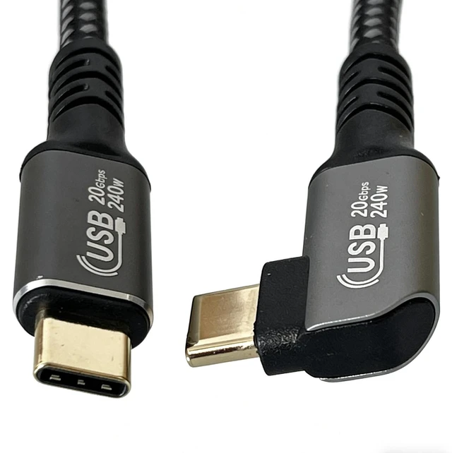 Alt view image 5 of 6 - AJMRTC 6.6FT(2M) Right Angle USB4 Type-C to C Cable, 240W PD Fast Charging,20Gbps Data Transfer,8K Video Type-C Male to Male Cord for Laptops, Monitors and Docking Stations