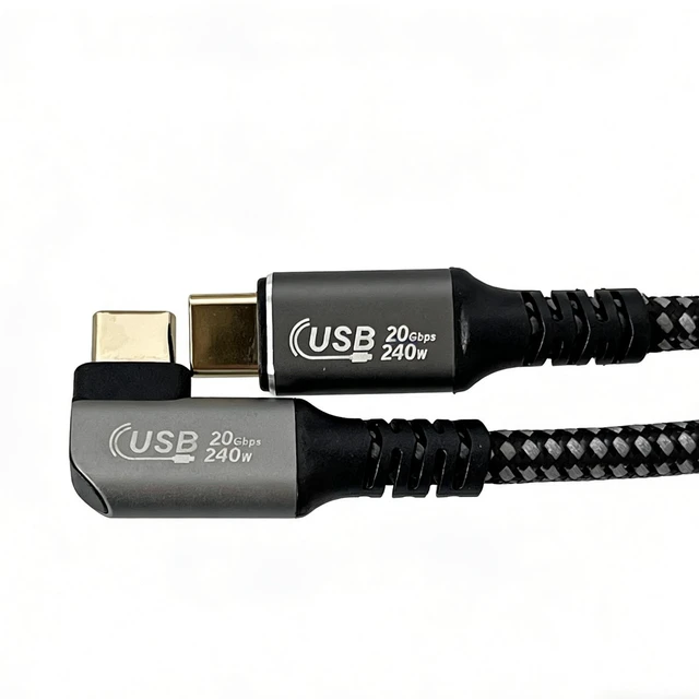 Alt view image 6 of 6 - AJMRTC 6.6FT(2M) Right Angle USB4 Type-C to C Cable, 240W PD Fast Charging,20Gbps Data Transfer,8K Video Type-C Male to Male Cord for Laptops, Monitors and Docking Stations