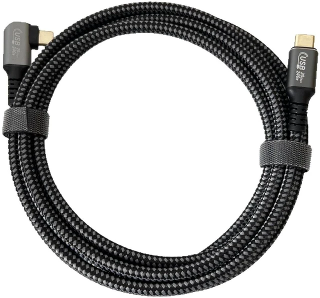 Alt view image 4 of 6 - AJMRTC 6.6FT(2M) Right Angle USB4 Type-C to C Cable, 240W PD Fast Charging,20Gbps Data Transfer,8K Video Type-C Male to Male Cord for Laptops, Monitors and Docking Stations