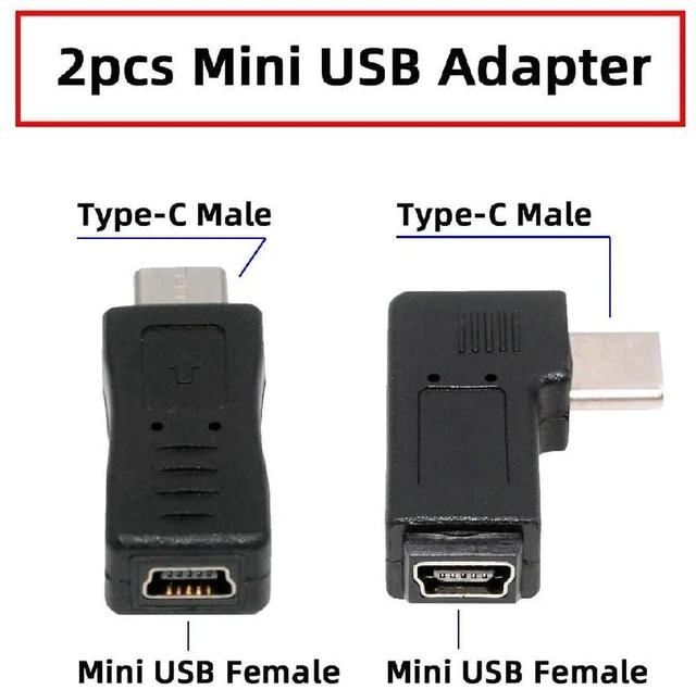 Alt view image 3 of 7 - AJMRTC 4Pcs/Lot USB2.0 USB-C Male to Micro & Mini USB Female Adapter, Opposite Right Back Angled Connector,480Mbps Data & Power Converter for Old Micro USB and Mini USB Devices