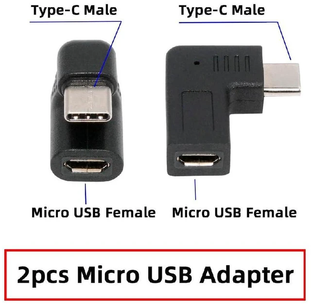 Alt view image 4 of 7 - AJMRTC 4Pcs/Lot USB2.0 USB-C Male to Micro & Mini USB Female Adapter, Opposite Right Back Angled Connector,480Mbps Data & Power Converter for Old Micro USB and Mini USB Devices