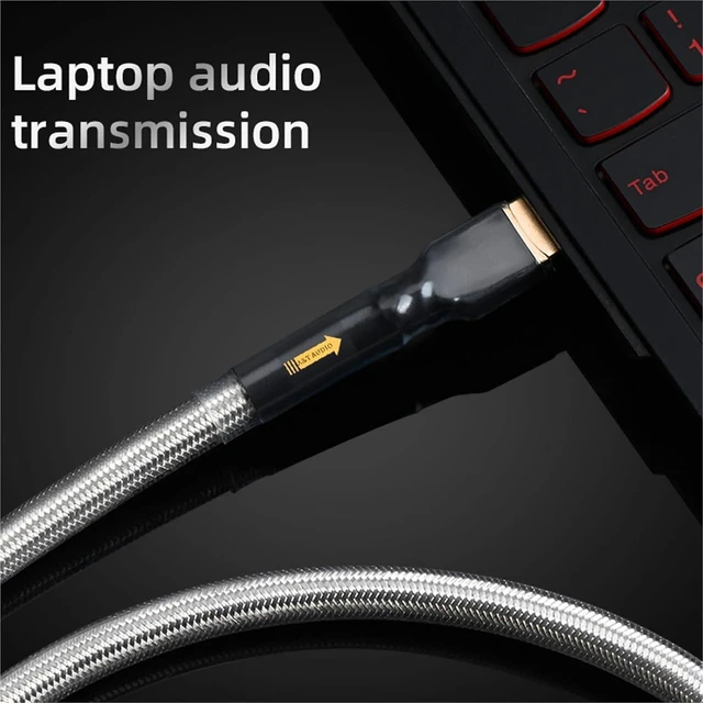 Alt view image 4 of 5 - AJMRTC ATAUDIO HiFi USB Audio Cable, 7N OCC Silver Plated Type-A Male to Type-B Male Professional Cord for Audiophile Systems, Computers and Audio Amplifiers