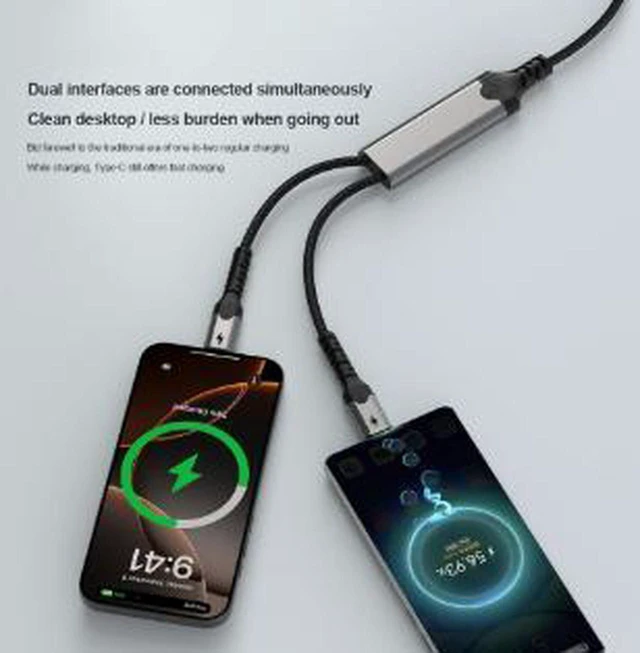 Alt view image 4 of 4 - AJMRTC 1.5M USB-C Multi-Function Hub Cable, 140W PD Fast Charging Cord with Dual USB-C Ports, Supports 60W Charging for Laptops, Tablets, Smartphones, USB-C Hubs and Multi-Device Workstation Setups