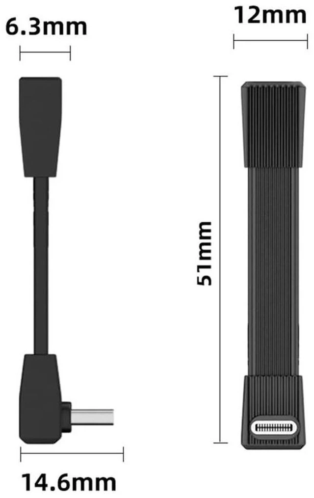 Alt view image 3 of 7 - AJMRTC 51mm 90° Up Angled USB5.0 Flat Slim FPC Type-C Male to Female Extension Cable,80Gbps High Speed,240W PD Fast Charging,16K/8K/5K@60Hz All-in-One Cord Compatible with USB4.0, Thunderbolt3/4/5 for