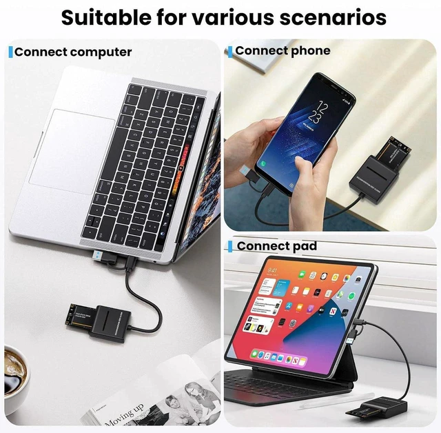 Alt view image 3 of 7 - AJMRTC USB-C & USB-A Dual Connector to mSATA SSD Adapter Cable, USB3.0 5Gbps External mSATA Docking Enclosure for mSATA Solid State Drive, Plug and Play